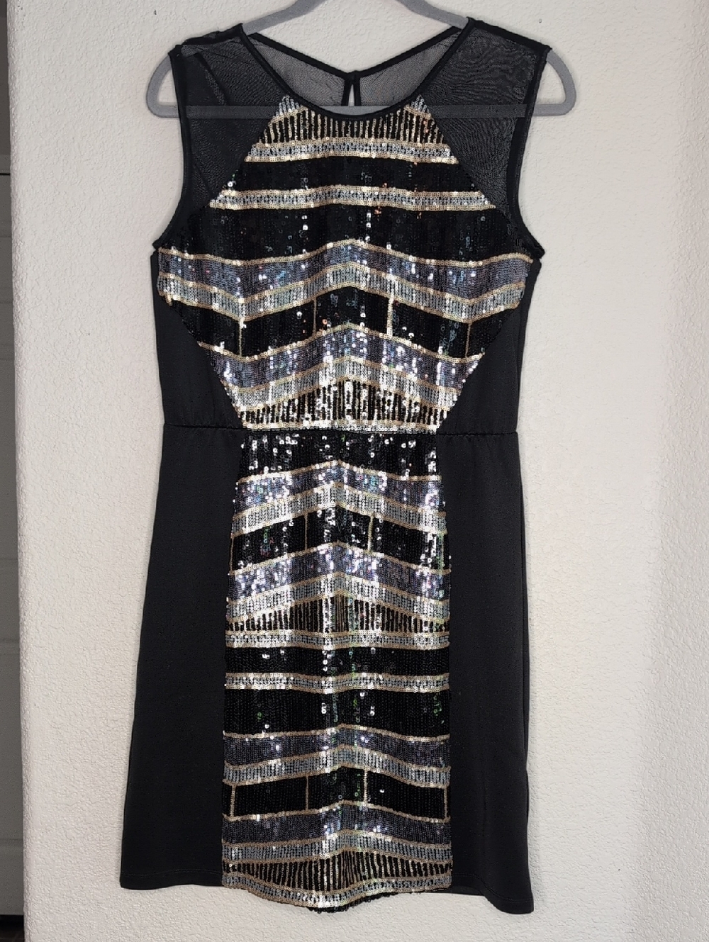 AUW Black Sequin Pattern Dress.